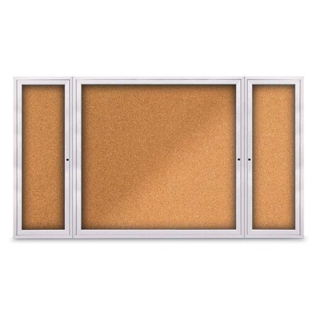 United Visual Products Indoor Enclosed Combo Board, 48"x36", Gold Frame/Blue & Apricot UVCB4836G-BLUE-APRICOT